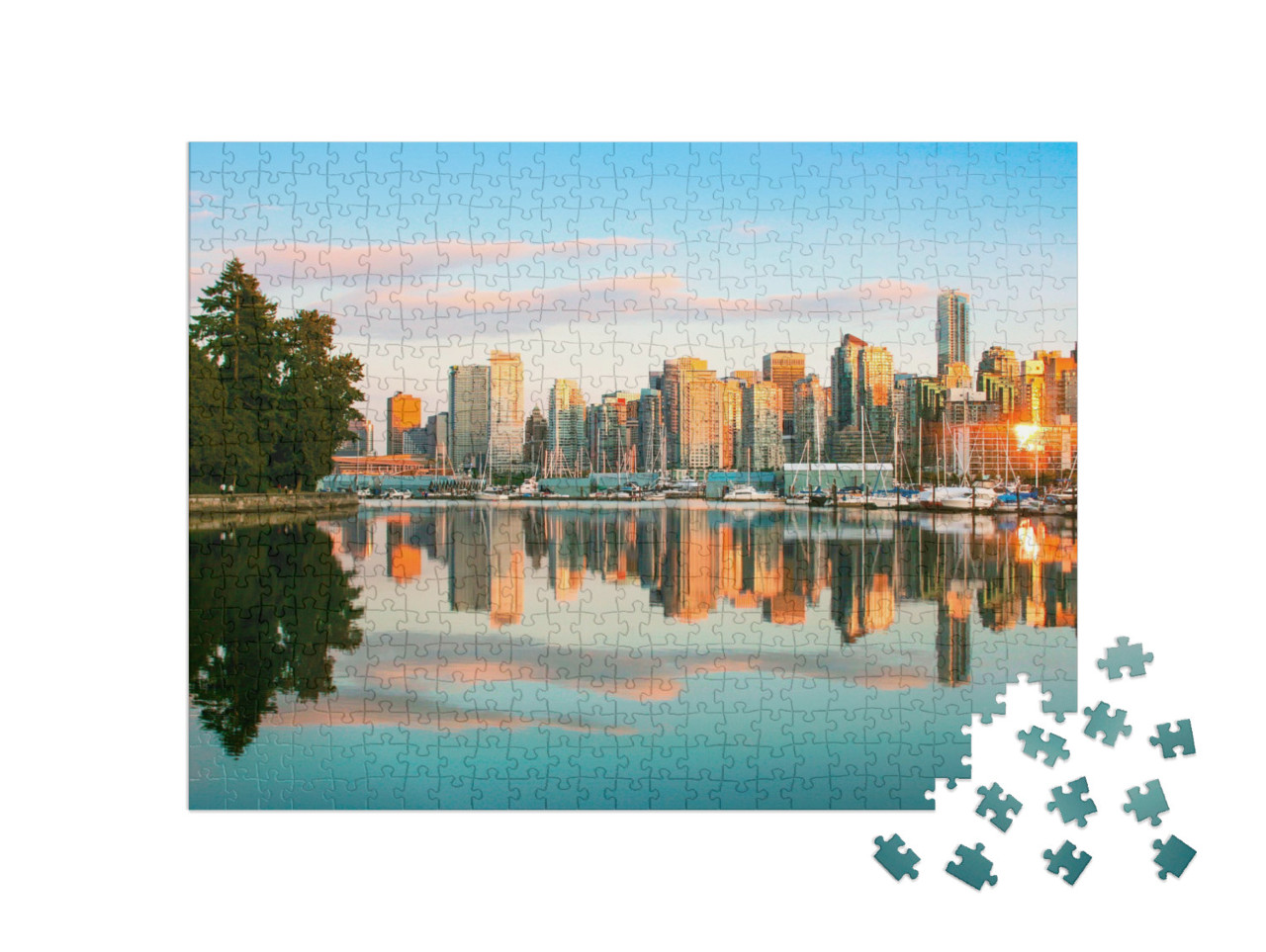 Puzzle 500 Teile „Vancouver im Sonnenuntergang, British Columbia, Kanada“