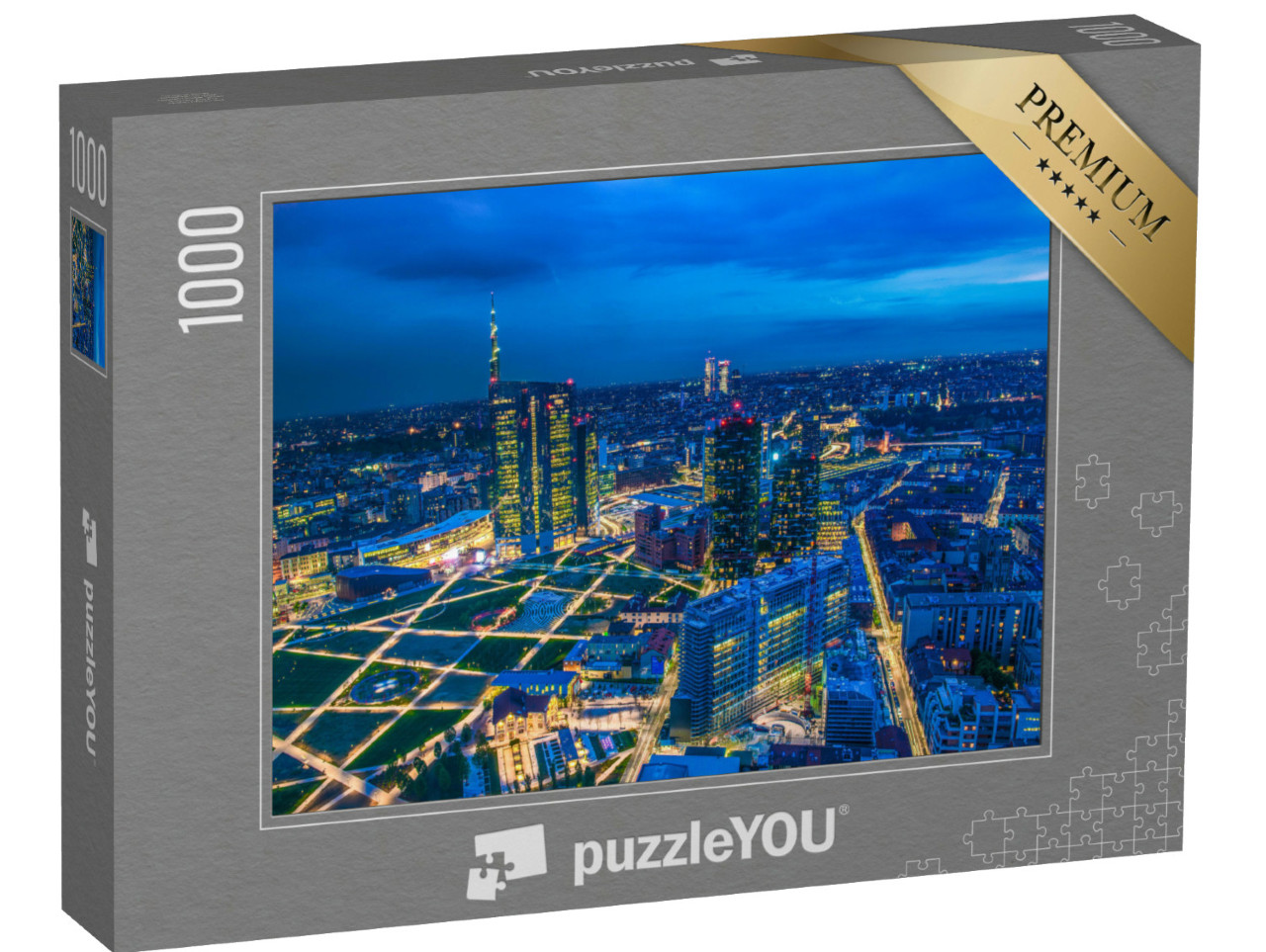 Puzzle 1000 Teile „Die Skyline von Mailand mit Blick auf die Insel  “