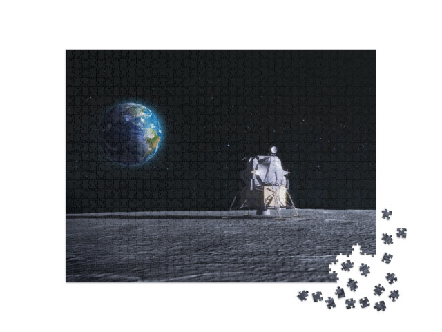Puzzle 1000 Teile „Mondlandefähre nach dem Raumschiff der Apollo-Mission“