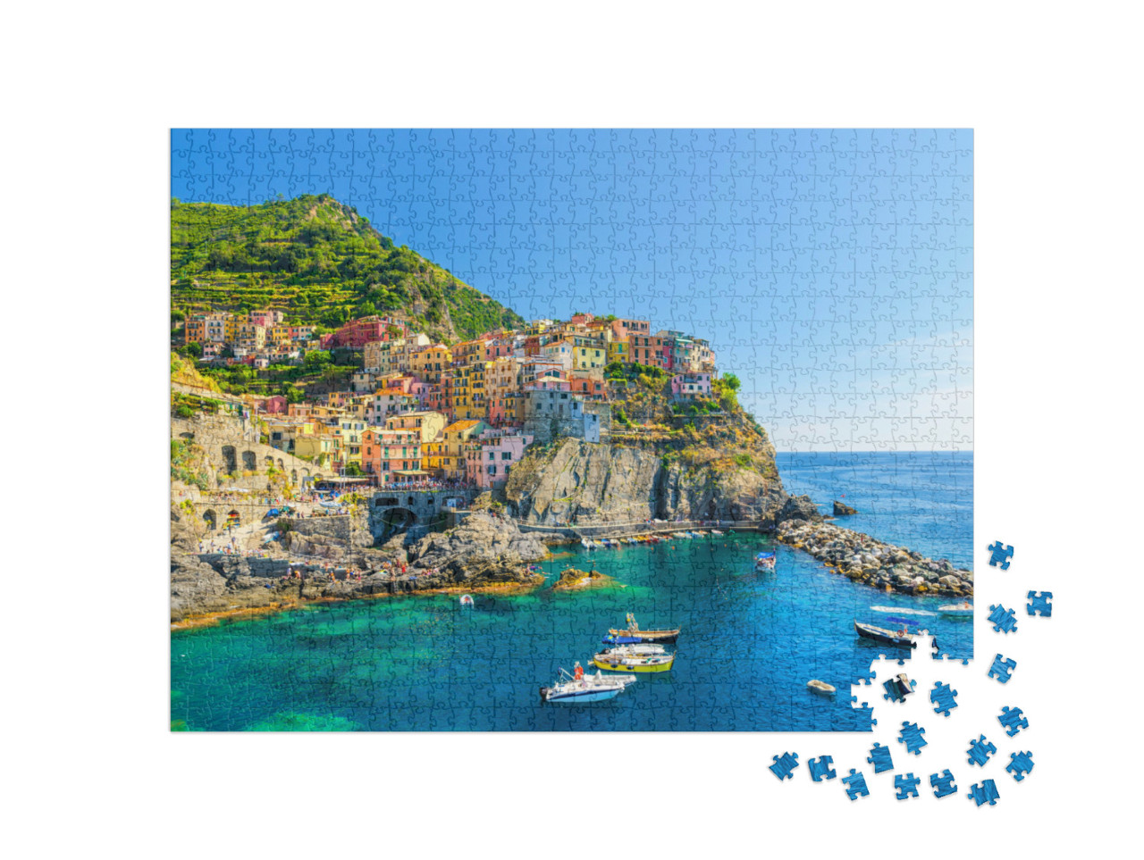 Puzzle 1000 Teile „Manarola traditionelles typisch italienisches Dorf im Nationalpark Cinque Terre“