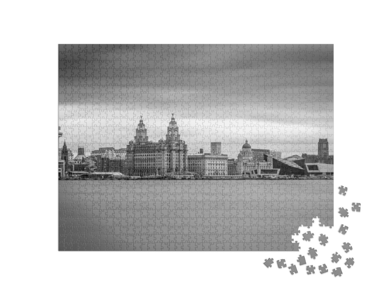Puzzle 1000 Teile „Das Hafenvierte Merseysidel von Liverpool, England“