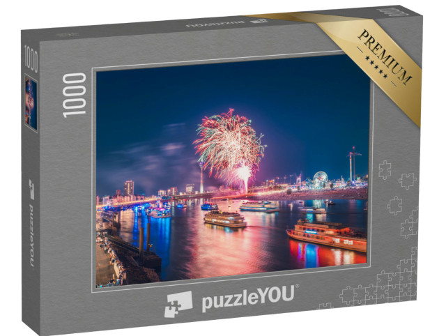 Puzzle 1000 Teile „Feuerwerk über dem Rhein in Düsseldorf, Deutschland“
