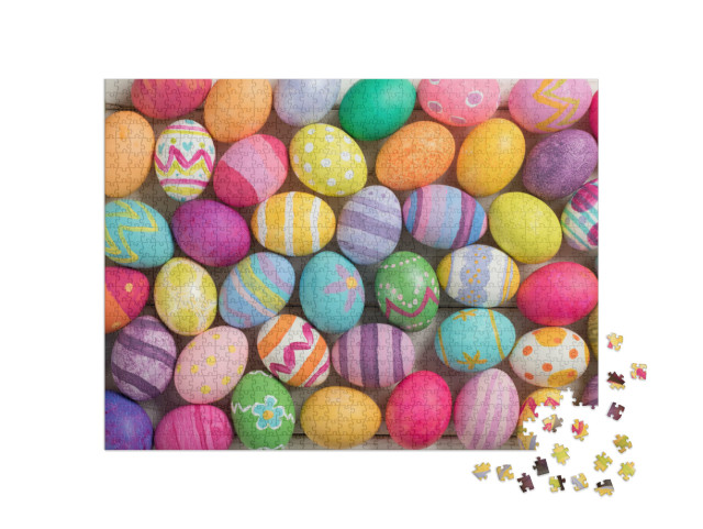 Puzzle 1000 Teile „Viele bunte Ostereier“