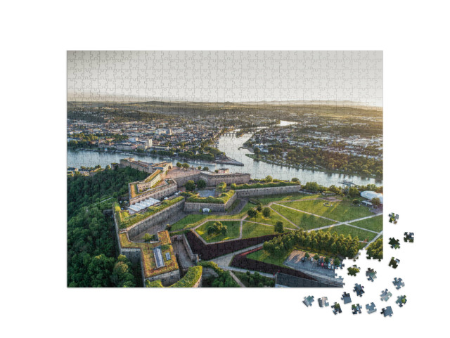 Puzzle 1000 Teile „Luftaufnahme der Festung Ehrenbreitstein und der Stadt Koblenz am Rhein“