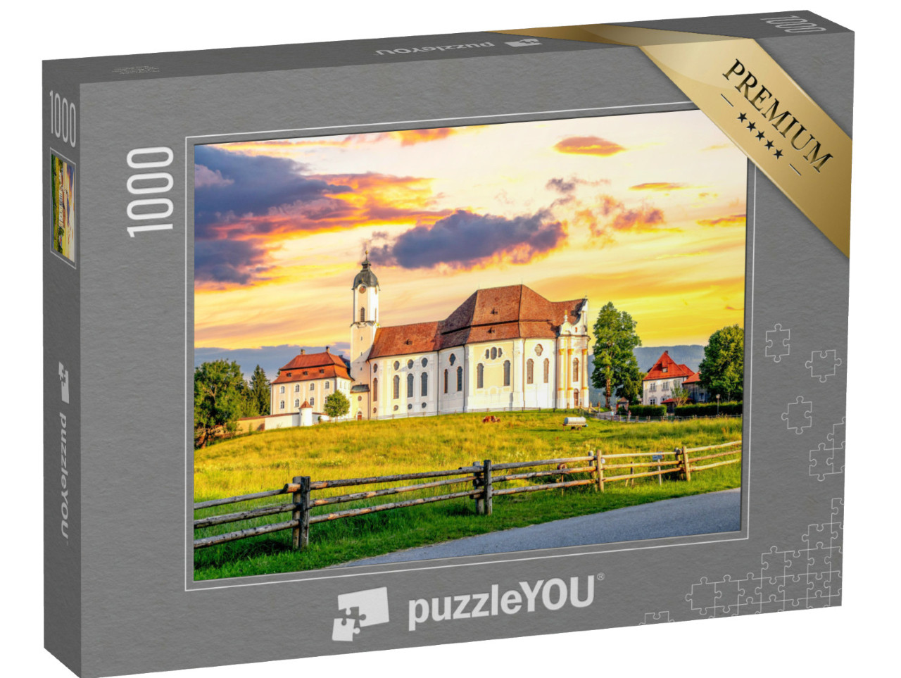 Puzzle 1000 Teile „Wieskirche in Steingaden, Bayern, Deutschland“