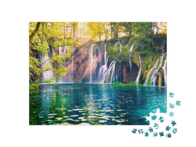 Puzzle 1000 Teile „Wasserfall im Plitvicer Nationalpark, Kroatien“