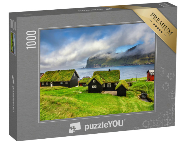 Puzzle 1000 Teile „Dorf Mikladalur auf den Färöer Inseln in Dänemark“