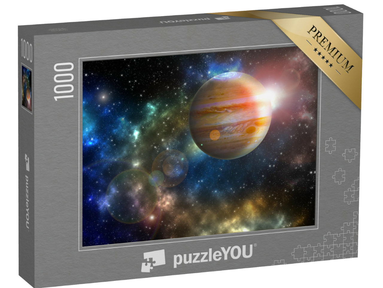 Puzzle 1000 Teile „Der Planet Jupiter im bunten Sternenuniversum“
