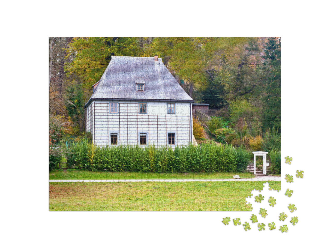 Puzzle 1000 Teile „Das Gartenhaus von Johann Wolfgang von Goethe in Weimar, Deutschland“