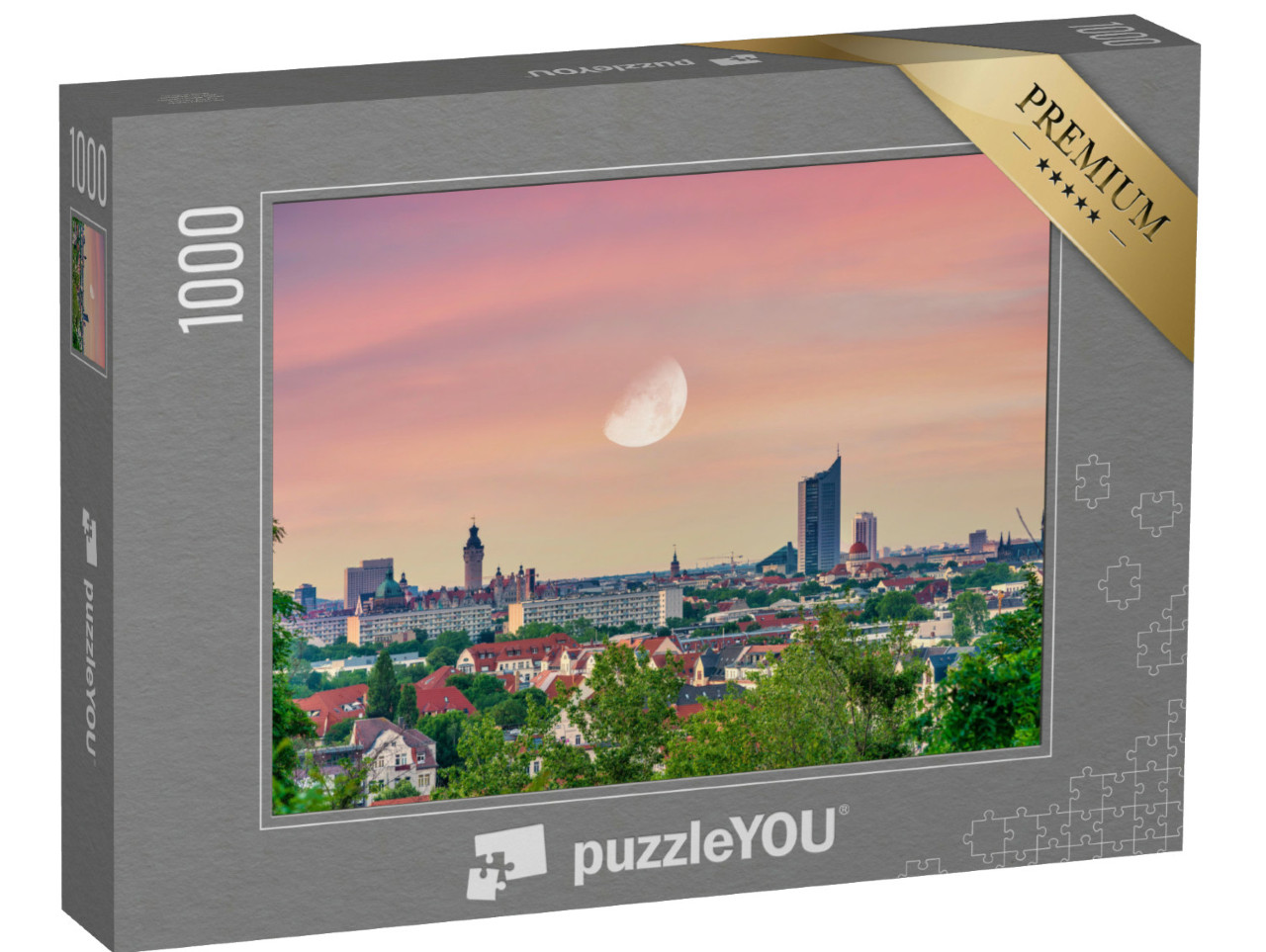 Puzzle 1000 Teile „Panoramablick über Leipzig, Sachsen, Deutschland“