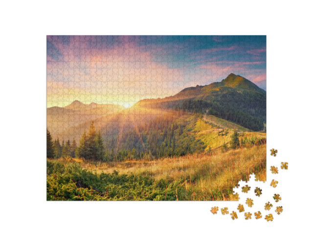 Puzzle 1000 Teile „Atemberaubender Sonnenaufgang in den Karpaten“