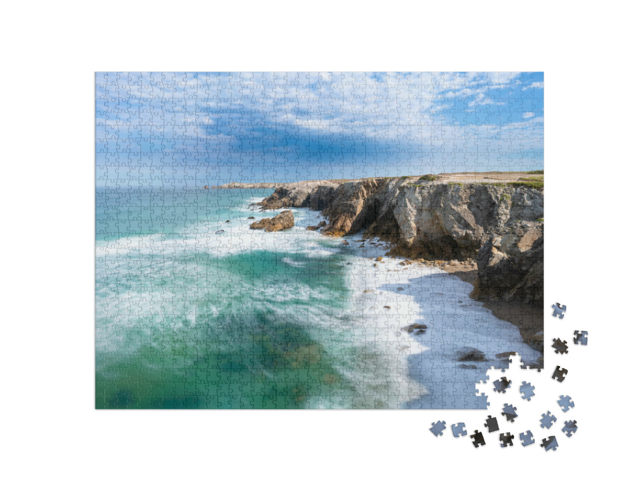 Puzzle 1000 Teile „Schöne Küstenlinie von Quiberon in der Bretagne, Frankreich“