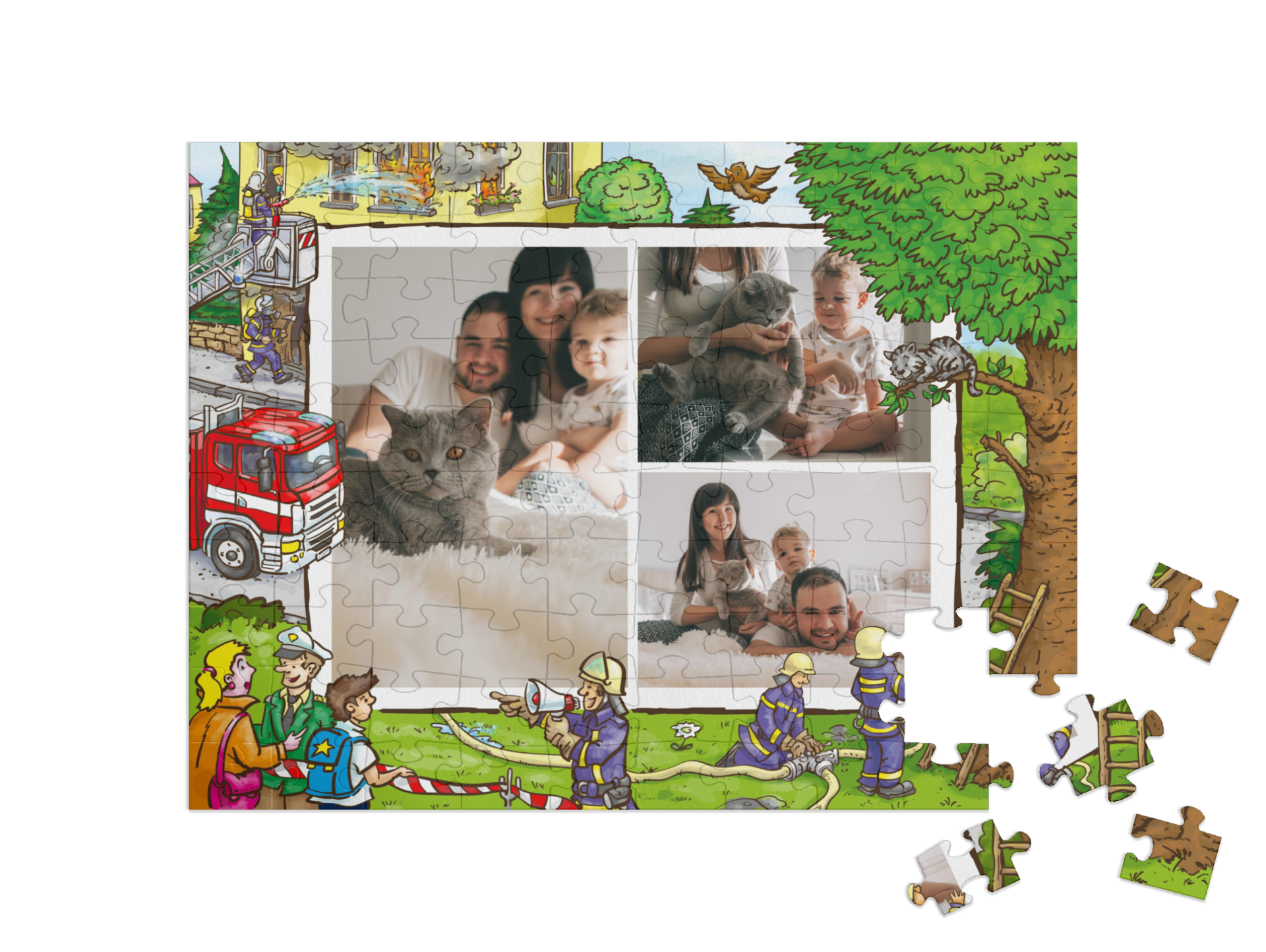„Beim Helfen“ in Querformat Collage