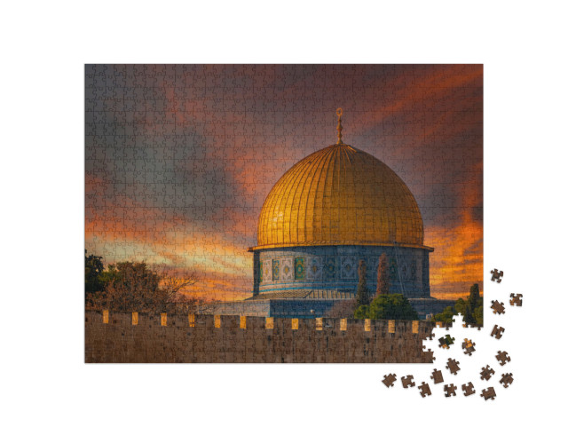 Puzzle 1000 Teile „Felsendom im Abendlicht, Jerusalem, Israel“