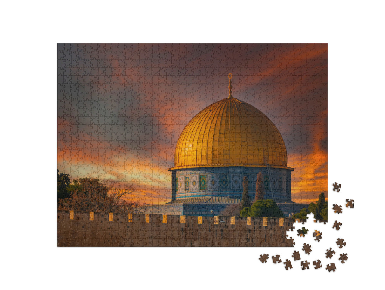Puzzle 1000 Teile „Felsendom im Abendlicht, Jerusalem, Israel“