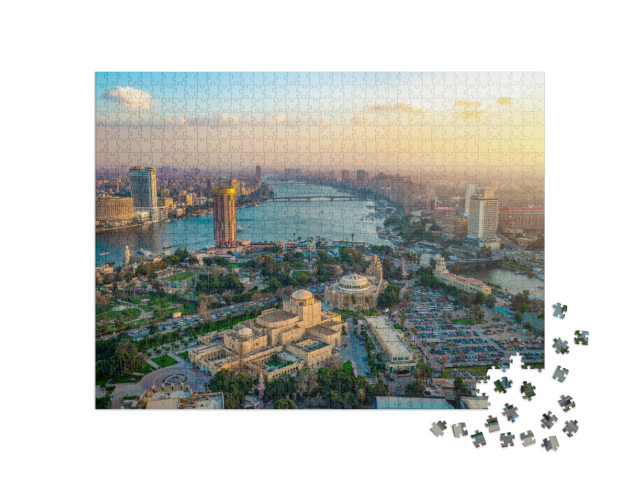 Puzzle 1000 Teile „Panorama der Kairoer Stadtlandschaft bei Sonnenuntergang, Ägypten“
