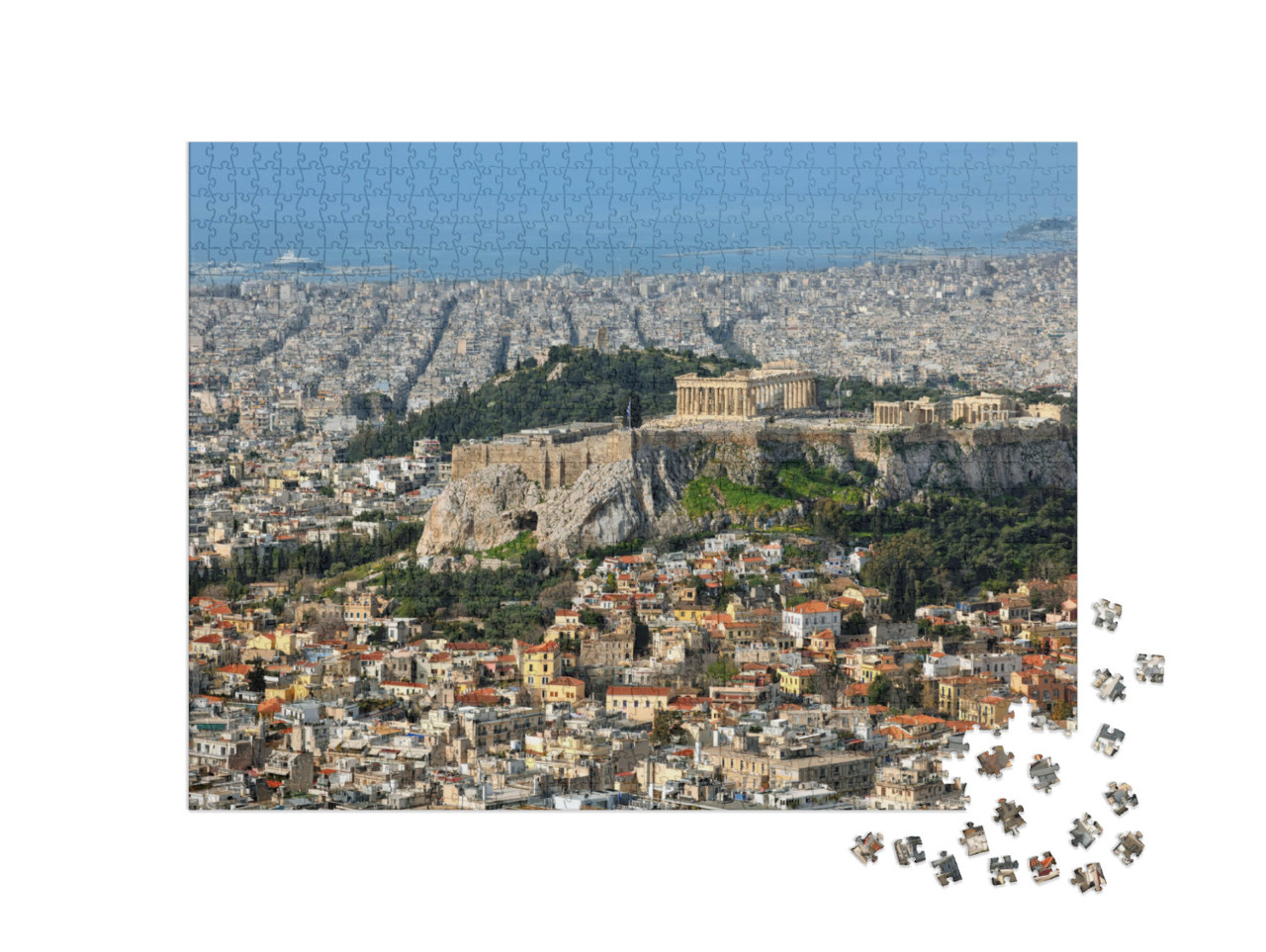 Puzzle 1000 Teile „Blick über die Stadt und die Akropolis in Athen, Griechenland“