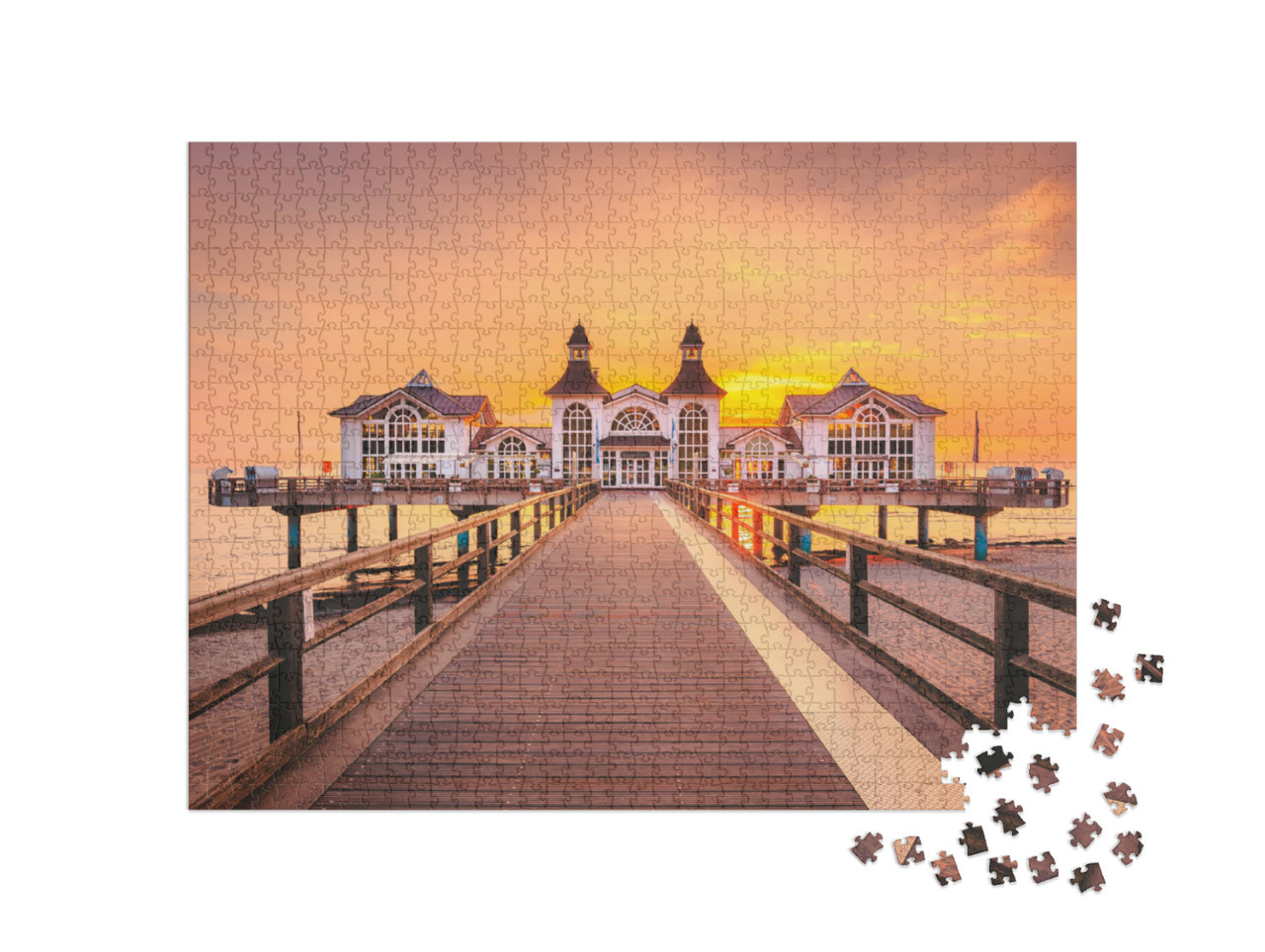 Puzzle 1000 Teile „Selliner Seebrücke im Sonnenaufgang, Ostseebad Sellin, Deutschland“