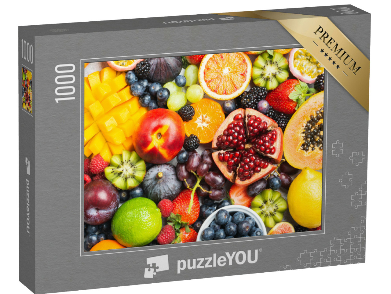 Puzzle 1000 Teile „Köstliche gesunde Früchte: Erdbeeren, Mango und mehr“
