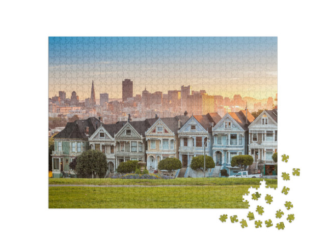 Puzzle 1000 Teile „Die Painted Ladies von San Francisco, Viktorianische Häuser in Kalifornien, USA“
