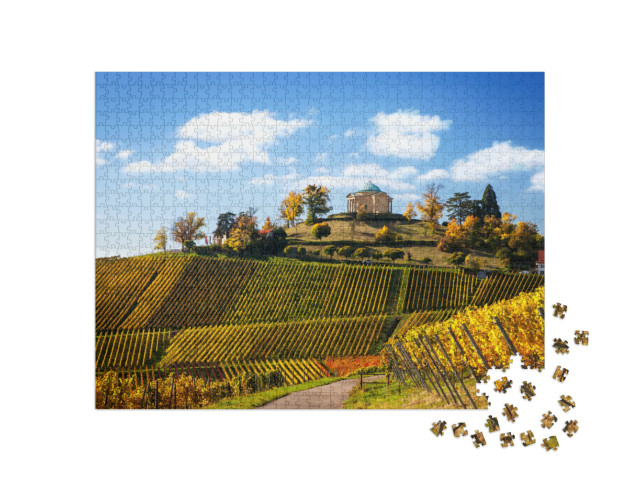 Puzzle 1000 Teile „Stuttgart: Panoramablick mit Weinbergen “