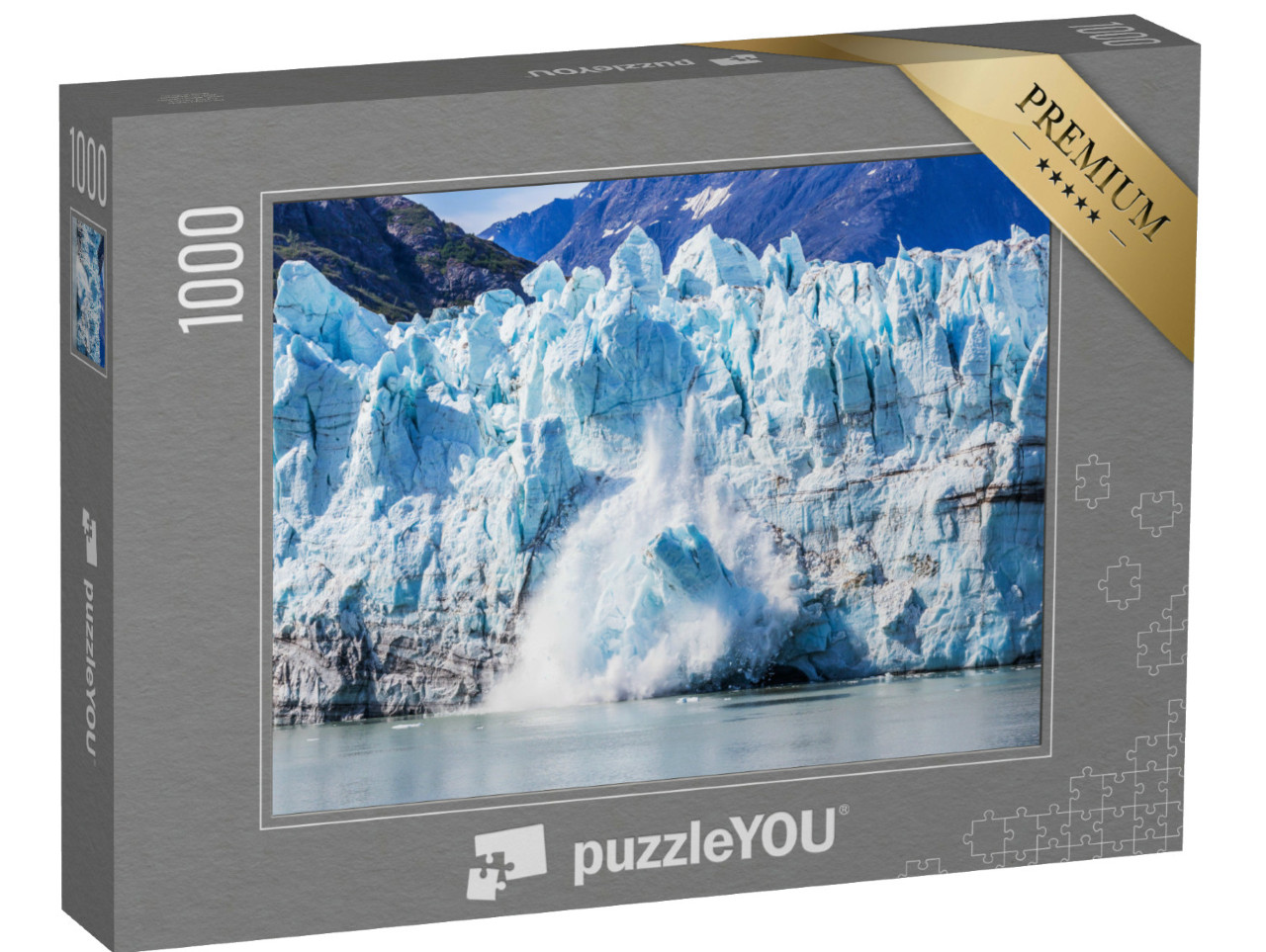Puzzle 1000 Teile „Eisabbau am Margerie-Gletscher im Glacier Bay National Park, Alaska“