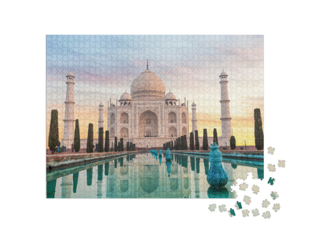Puzzle 1000 Teile „Sehenswürdigkeit Taj Mahal in Indien“