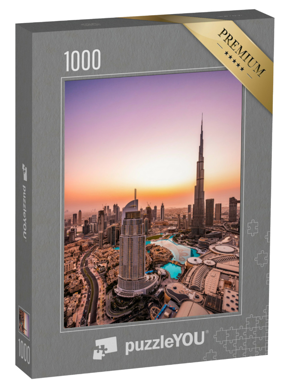 Puzzle 1000 Teile „Downtown Dubai im Sonnenuntergang“