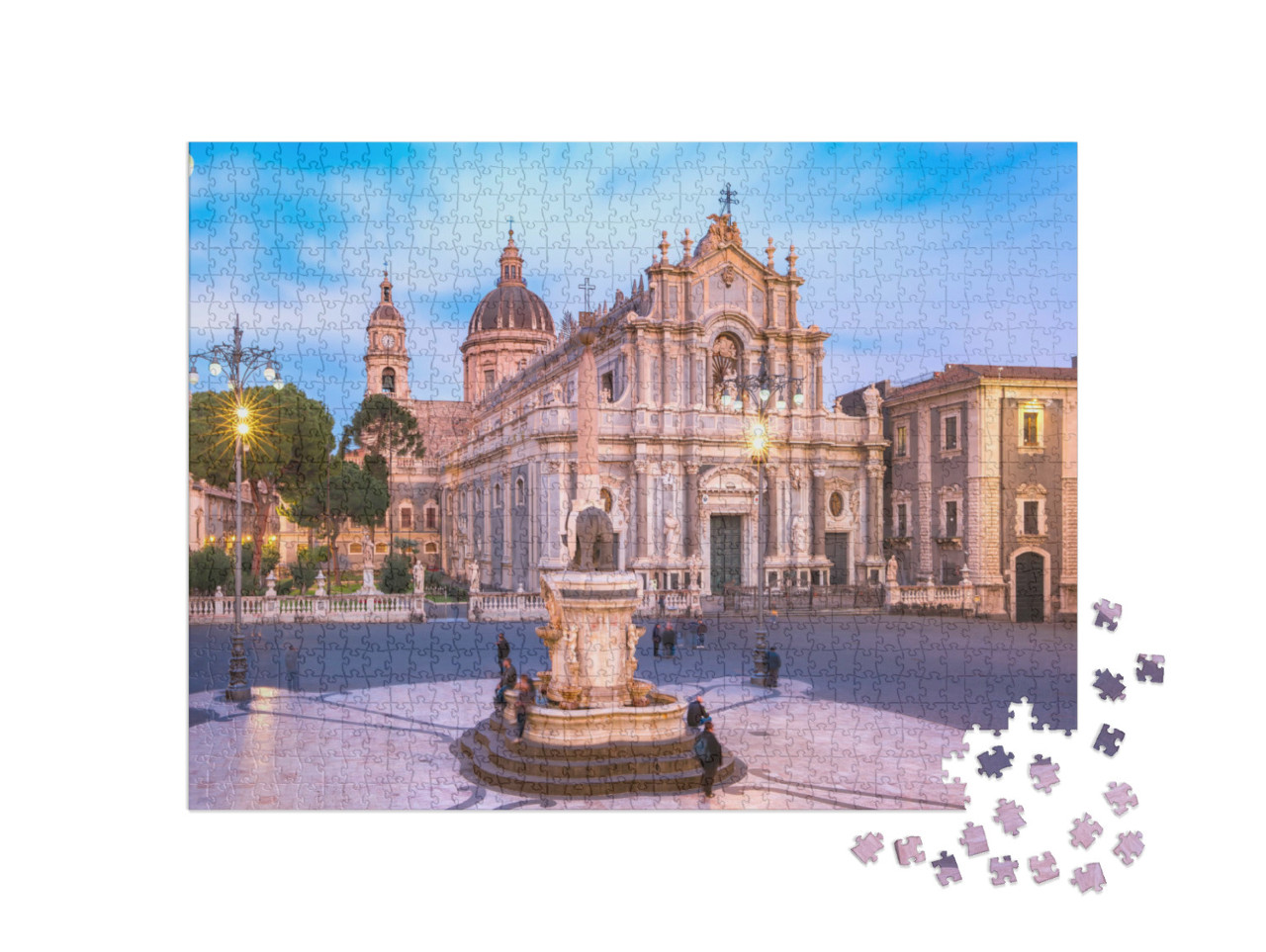 Puzzle 1000 Teile „Piazza Duomo am Abend, Catania, Sizilien, Italien“