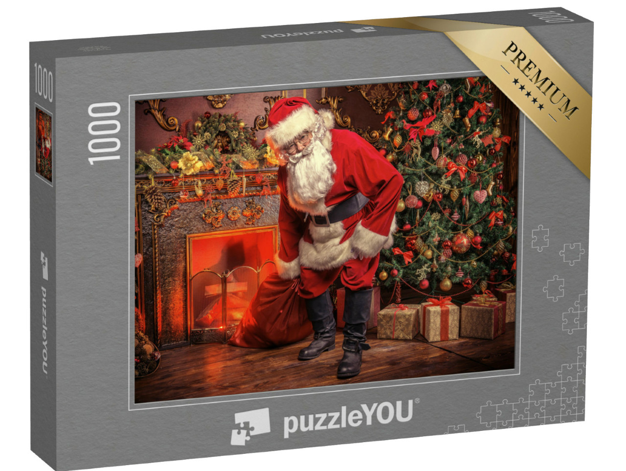 Puzzle 1000 Teile „Der Weihnachtsmann mit einem Sack voller Geschenke“