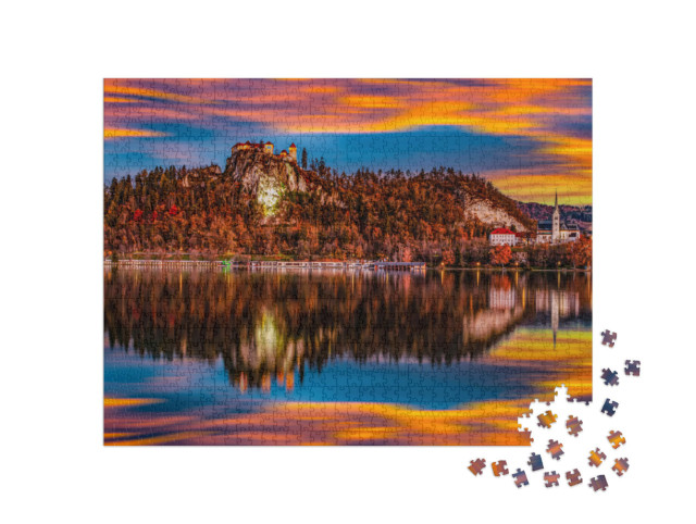 Puzzle 1000 Teile „Ein slowenischer See im Herbst“