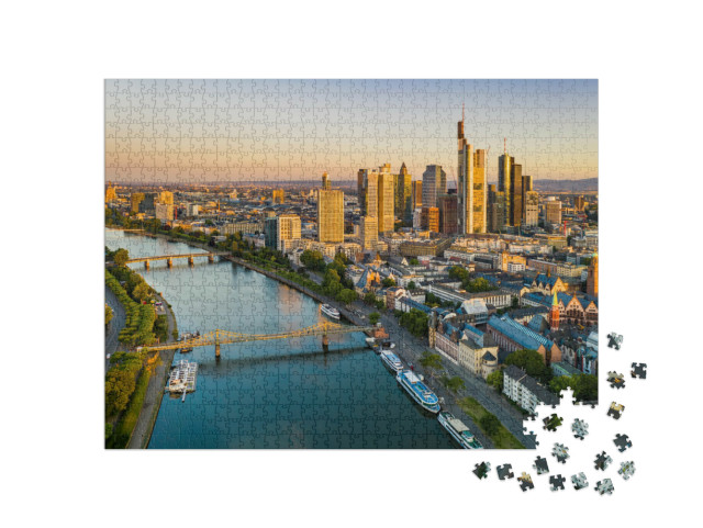 Puzzle 1000 Teile „Abend über Frankfurt am Main“