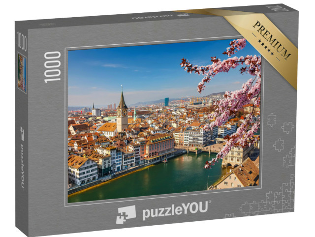 Puzzle 1000 Teile „Frühling über der Altstadt von  Zürich“