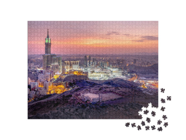 Puzzle 1000 Teile „Nächtlicher Blick auf Mekka in Saudi-Arabien“