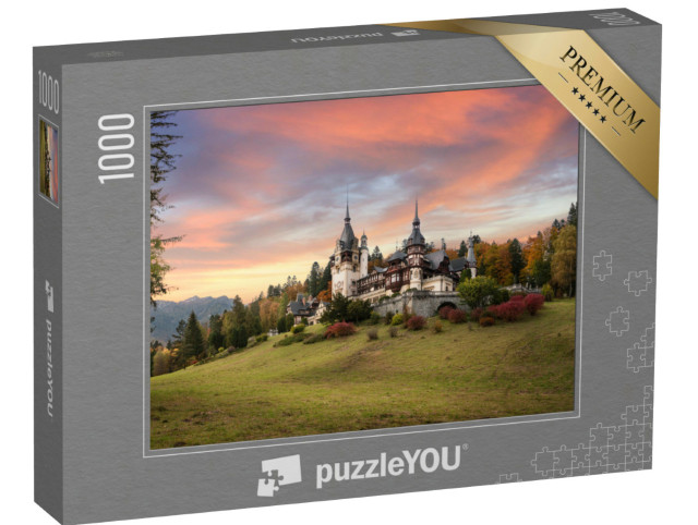 Puzzle 1000 Teile „Panorama von Schloss Peles in Rumänien“