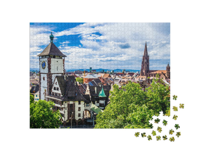 Puzzle 1000 Teile „Die berühmte Altstadt von Freiburg im Breisgau“