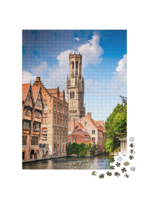 Puzzle 1000 Teile „Szenerie mit Wasserkanal in Brügge, Belgien“