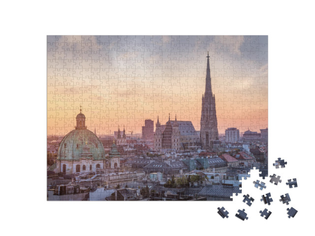 Puzzle 500 Teile „Wiener Skyline mit Stephansdom, Österreich“