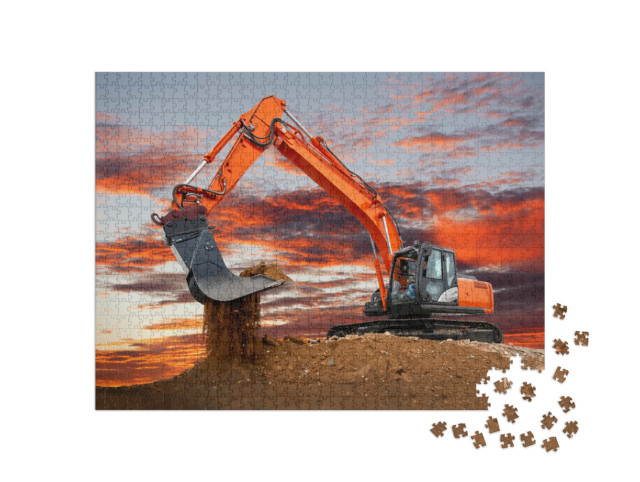 Puzzle 1000 Teile „Bagger bei der Arbeit auf der Baustelle“