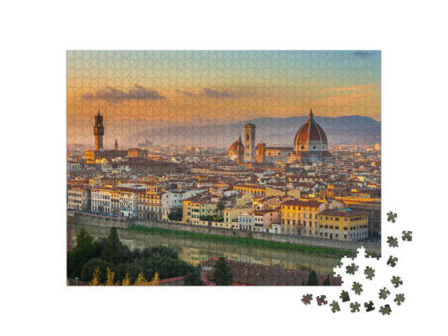 Puzzle 1000 Teile „Sonnenuntergang mit Blick auf Florenz und den Dom. Italien“