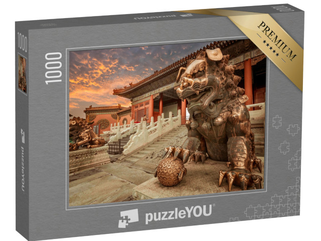 Puzzle 1000 Teile „Der bronzene Löwe in der Verbotenen Stadt, Peking, China“