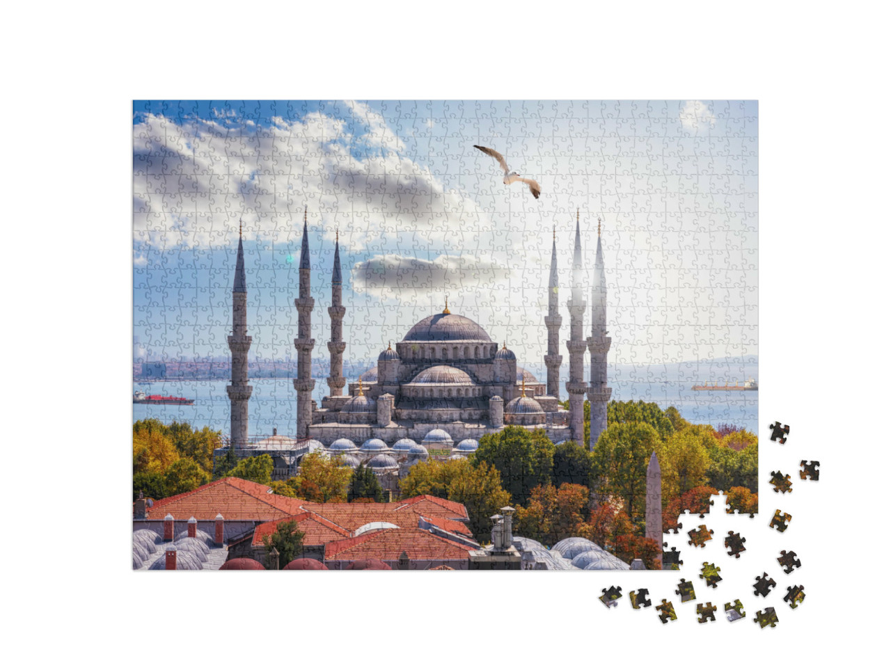 Puzzle 1000 Teile „Sultan-Ahmet-Moschee vor Bosporus, Istanbul, Türkei“