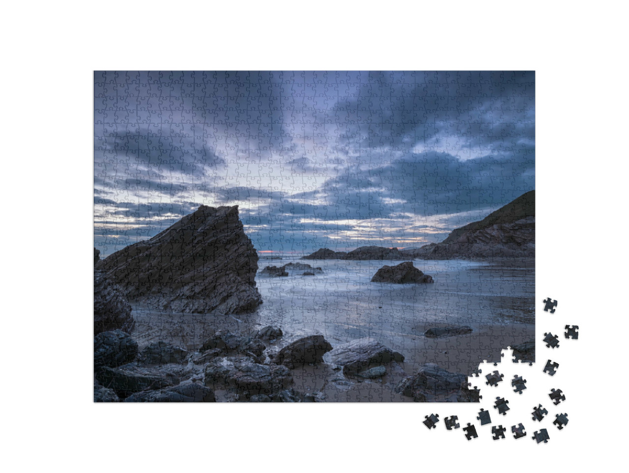 Puzzle 1000 Teile „Abne über der Küste Cornwalls am Strand von Sharrow in der Whitsand Bay“