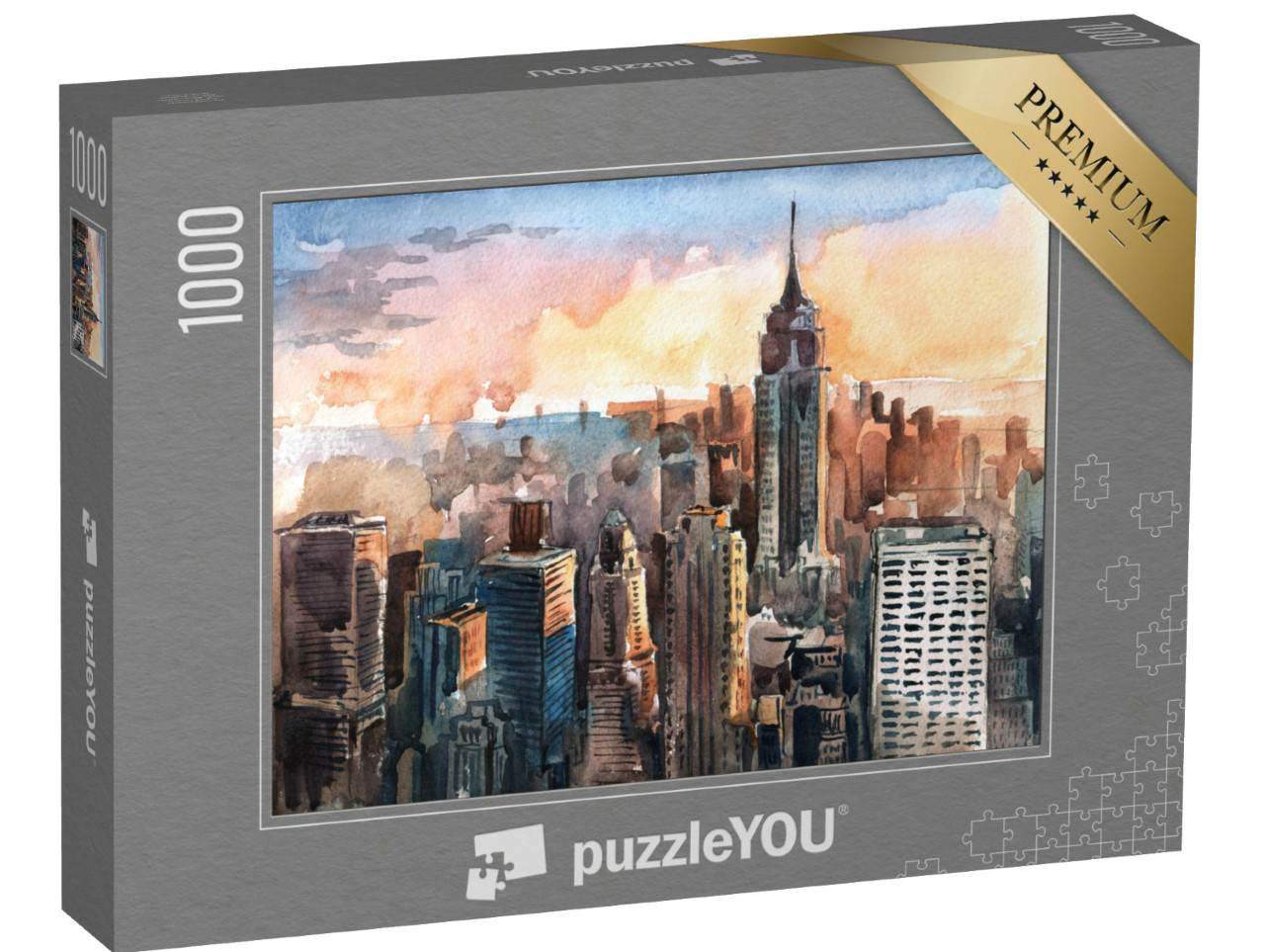 Puzzle 1000 Teile „Aquarell von Manhattan“