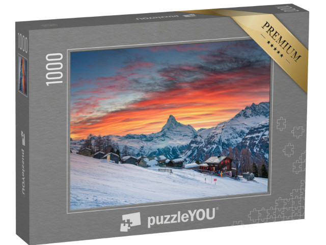Puzzle 1000 Teile „Schöner Blick auf die schneebedeckten Häuser im Dorf“