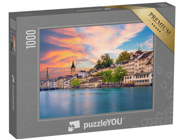 Puzzle 1000 Teile „Stadtzentrum von Zürich am Abend“