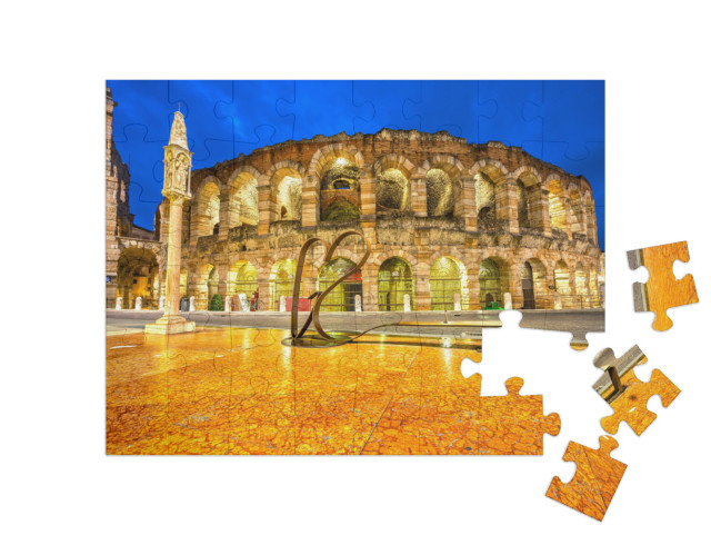 Puzzle 48 Teile „Nachtaufnahme der berühmten Arena, Verona, Italien“
