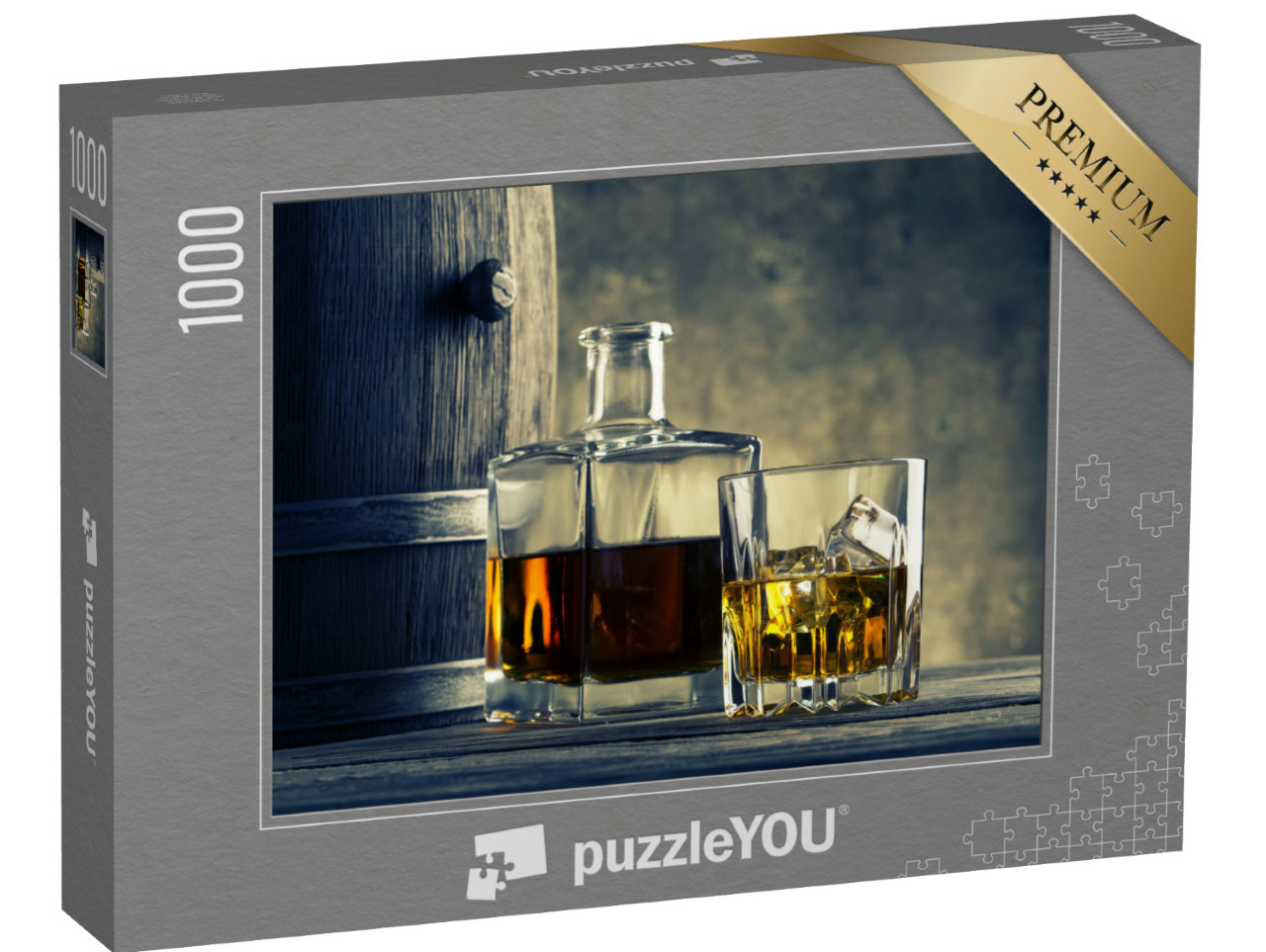 Puzzle 1000 Teile „Glaskaraffe und Whiskeyfass “
