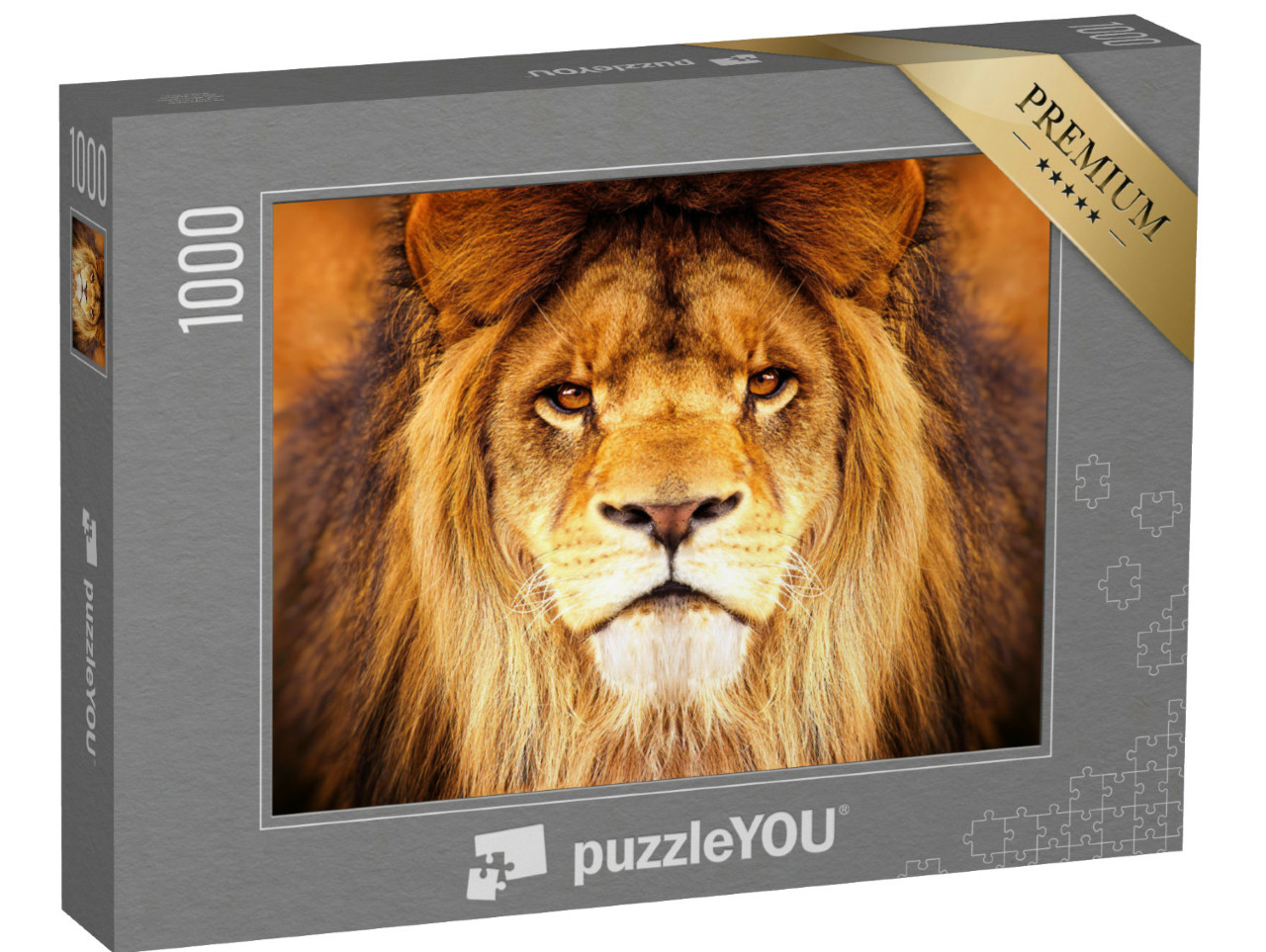 Puzzle 1000 Teile „Auge in Auge mit einem Löwen“