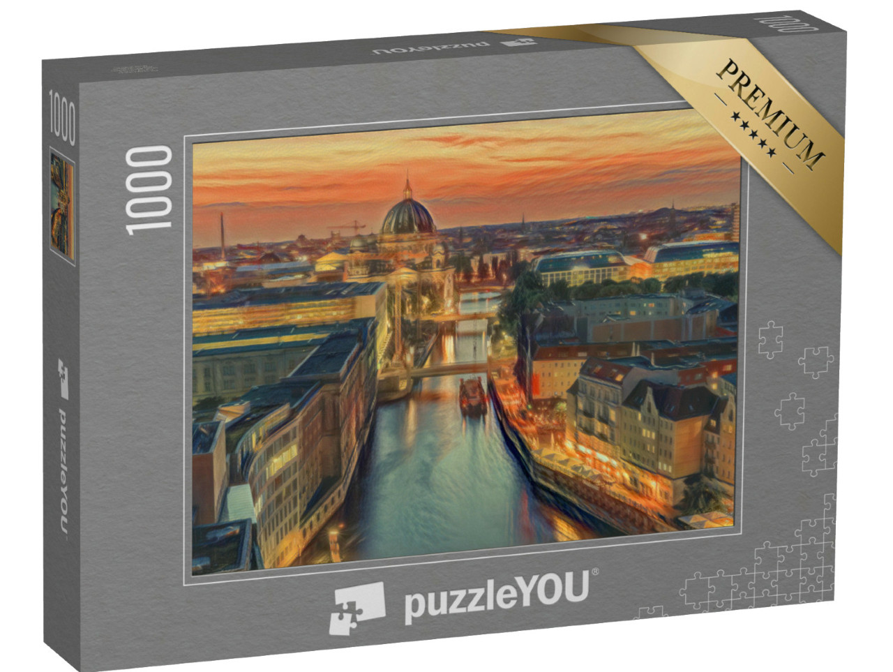 Puzzle 1000 Teile „im Stil von Edvard Munch, Der Schrei - Berliner Skyline - Puzzle-Kollektion Künstler & Gemälde“